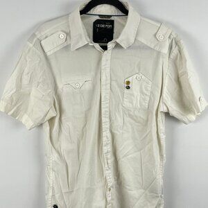 2 Die For Blouse Shirt Size XL White Short Sleeve Bottom Up Cotton Spandex